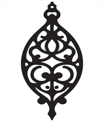 Ornamental Islamic Arabesque Silhouette Design,
Traditional Decorative Floral Pendant Vector Illustration,
Elegant Black Mandala Ornament Pattern