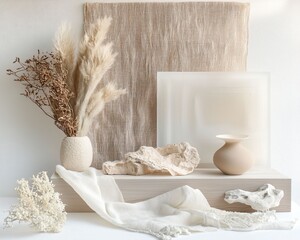 Elegant Neutral Still Life with Natural Textures and Soft Tones