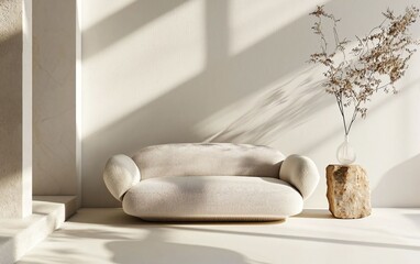 Modern Minimalist Sofa in Sunlit Contemporary Living Space