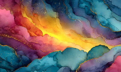 Vibrant watercolor background showcasing a blend of warm and cool colors, perfect for creative projects, branding, or digital artwork.