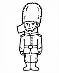 Fototapeta premium A cartoon royal guard character stands as the number one.