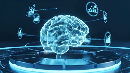 Abstract digital brain visualization futuristic technology concept - Powered by Adobe