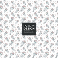 Seamless pattern design with cute jellyfish and polka dots © MdAzizul