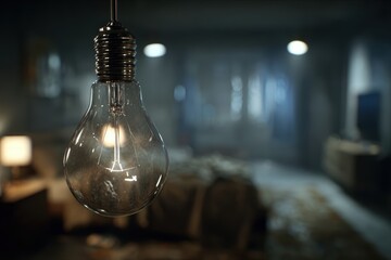 部屋の中の電球が光っている