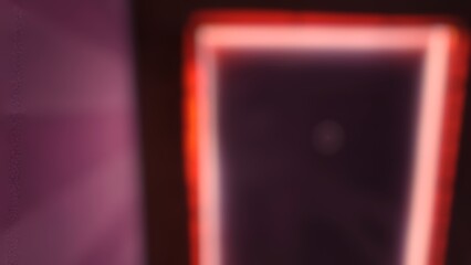 Abstract blurred glowing rectangle with soft purple and dark tones. Futuristic light border creates a mysterious digital atmosphere