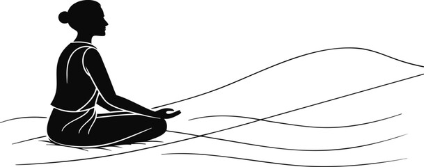 Vector silhouette illustration of a woman with flying insect elements in a creative artistic design