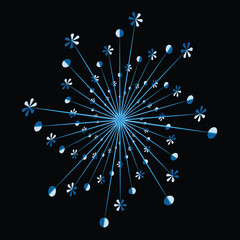 Stylized Blue Floral Starburst