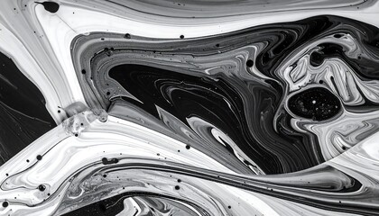 Abstract Black and White Fluid Art - A Mesmerizing Swirl of Contrast.