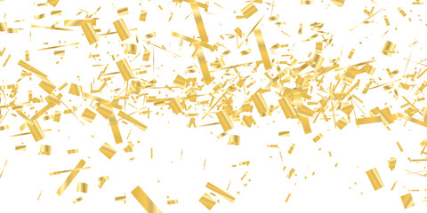  vibrant and celebratory scene with gold confetti scattered  on a white background  and elegant atmosphere for events	