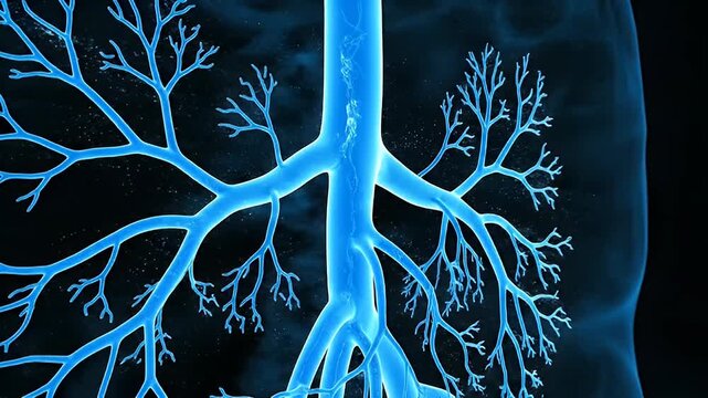 Abstract digital illustration of a branching network on dark background