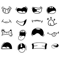 Collection of funny comic mouth shapes
