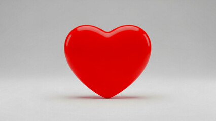 Red Heart Shape on a Light Gray Background symbol love
