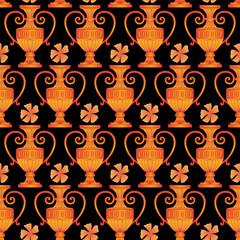 Abstract seamless color full  flower pot pattern