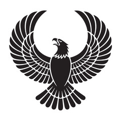 Obraz premium Monochrome eagle illustration vector simple line art wildlife bird with open wings flying in the air isolated on transparent background freedom concept