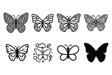 Butterfly Icon Bundle &ndash; Diverse Set of Minimalist Line Art, Ornate Mandalas, and Solid Silhouettes for Design