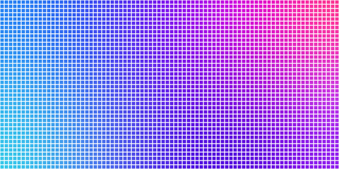 Neon pixel gradient bg. Blue, pink and purple gradient background. Abstract digital pattern with square elements grid. Vibrant cyber futuristic texture. Modern vector illustration.