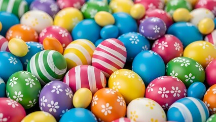 Fototapeta premium Vibrant easter eggs in various colors and patterns celebrating springtime and holiday traditions
