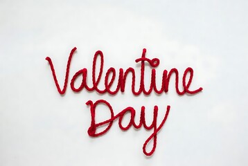 Valentine Day Text on White Background