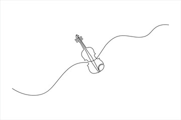 Minimalist one-line art of a classic violin outline on a wavy path, perfect for music logos, classical concert posters, and elegant web design.