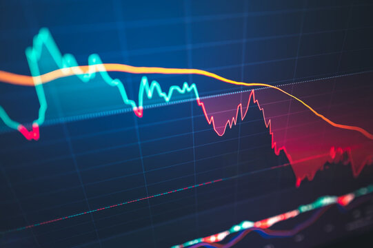 Financial market graph showing a downward trend and economic decline