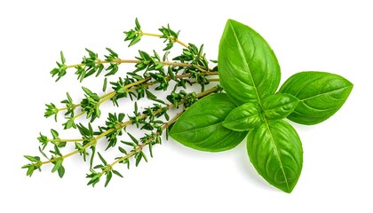Fresh Thyme and Basil - Aromatic Herbs for Culinary Delights.