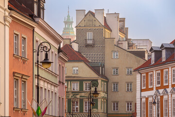 Historic buildings in old town of Warsaw Poland