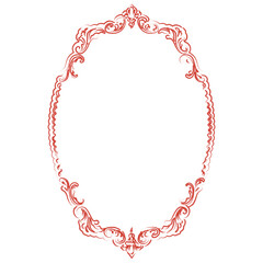 Vintage Valentine Oval Frame Line Art