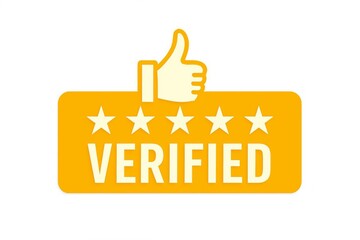 Obraz premium Verified badge with thumbs up and five stars
