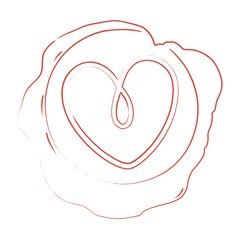 Valentine Wax Seal Heart Line Art