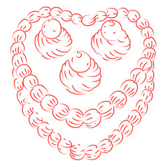 Valentine Heart Cake Hand Drawn Line Art