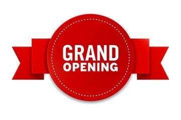 Grand opening badge with ribbon