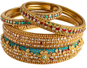 Bridal Indian Bangles Set Isolated on Transparent Background                          Ethnic Wedding PNG Cli