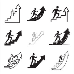 Silhouette Vector Goal of Victory Achievement Ambition Graphic Illustration