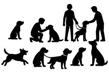 silhouettes of Dog Training,
Dog Training Silhouette Vector &ndash; Obedience, Leash & Sitting Commands
