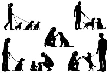silhouettes of Dog Obedience Training,
Dog Obedience Training Silhouettes &ndash; Human & Pet Interaction Vector