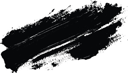 Modern Abstract Black Paint Stroke. Black Ink Paint Stroke on White Canvas