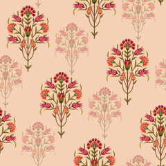 Abstract seamless color full paisley flower leaf bunch pattern