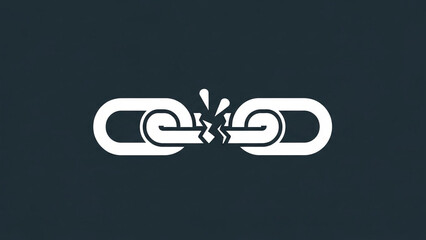 Broken chain icon simplified into clean geometric shapes.