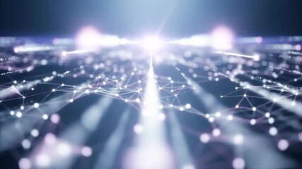 Abstract network of light beams with connected nodes creating a futuristic design. - Powered by Adobe