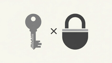 Key and lock icons separated, minimal flat style.