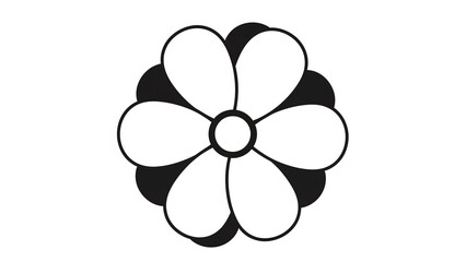 White flower icon simplified into basic petal shapes.