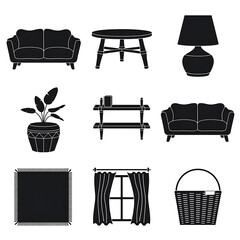 Black and white of living room furniture and decor 3