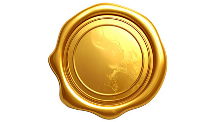 A glossy, golden wax seal, circular, against a black background