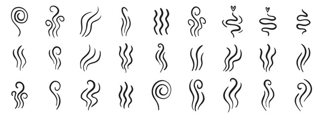 hot steam icon design line element, doodle smell sign, wave symbol. hot drink lines © Yanka