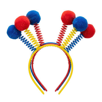 Headband with springy colorful pom-poms. Party costume accessory.