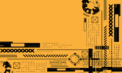 Futuristic Blue and Orange Abstract Technology Background with Geometric HUD Elements