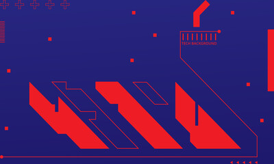 Futuristic Blue and Orange Abstract Technology Background with Geometric HUD Elements