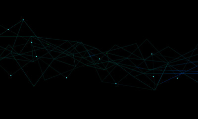 Abstract Futuristic Network Connection Background with Blue Geometric Triangles and Glowing Particles