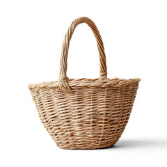 A wicker basket on a white or gray background. the Easter concept. Attributes for colors.