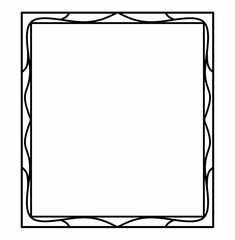 Ornamental square frame with abstract flowing line border, minimalist outline style graphic design 